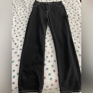 Blue Savy Women’s Mom Fit Straight Leg Black Denim Carpenter Jeans Y2K